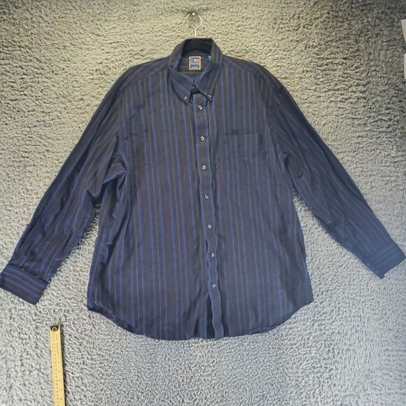 T. Harris Shirt Mens XXL Blue Striped Button-Down Long Sleeve Cotton Classic Fit - Picture 1 of 9
